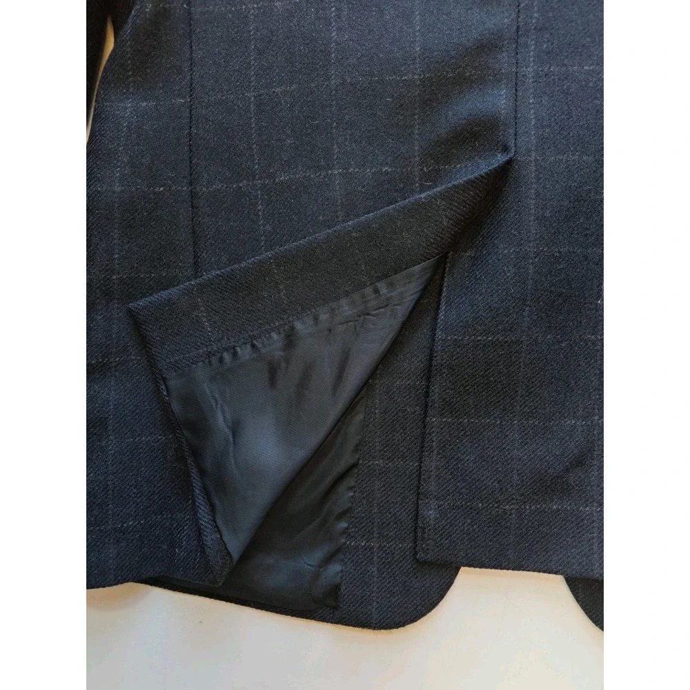 Jos A Bank Mens 41R Navy Windowpane Wool Sports Coat 3 Button Blazer Regular